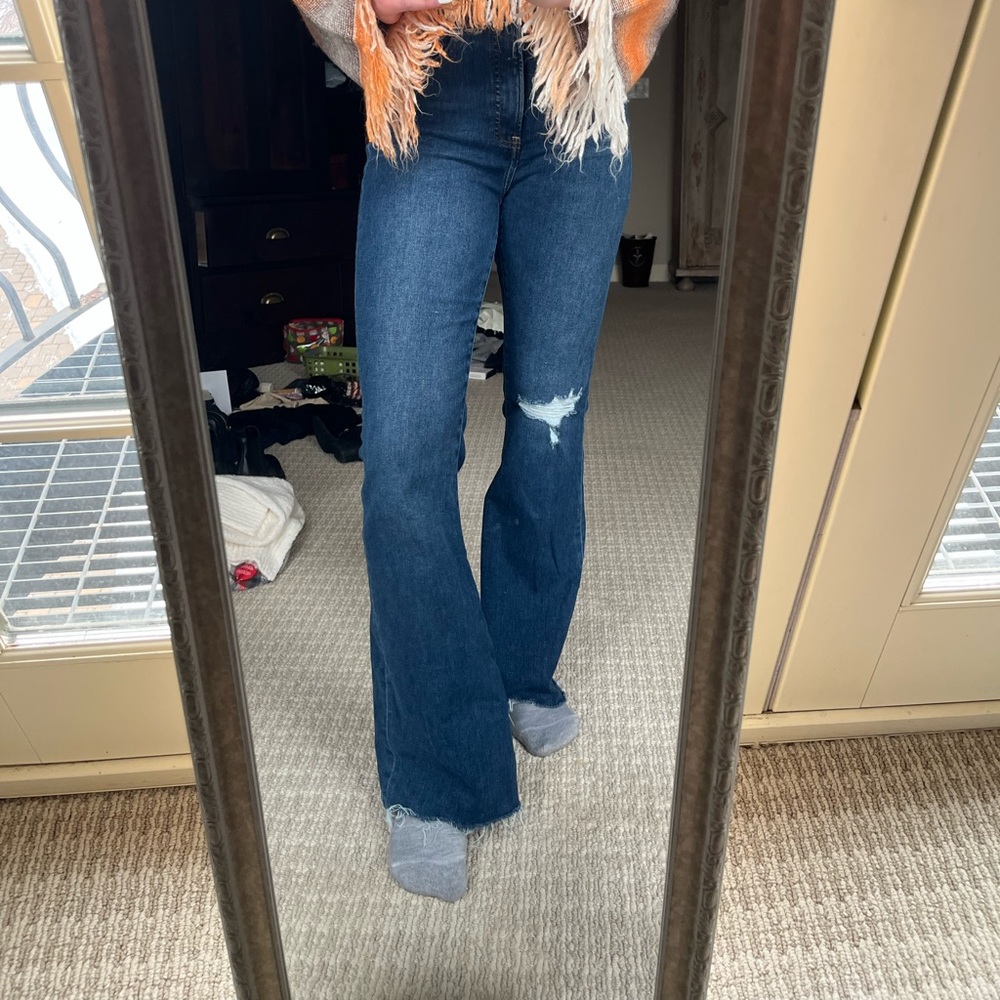 flared express jeans medium wash size 8